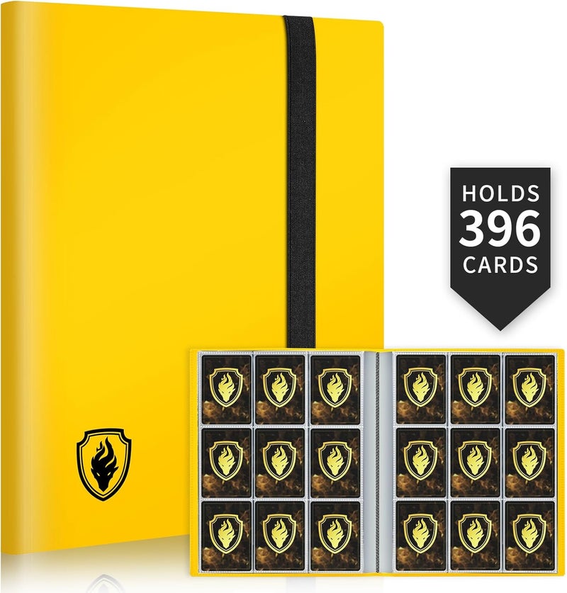 Fabmaker Card Binder 9 Pocket, 396 Pockets Trading Card Binder, Premium Collector Card Album for Standard Cards, Side Loading Card Collection Folder for Game Cards, Sport Cards, Yellow - Image 1